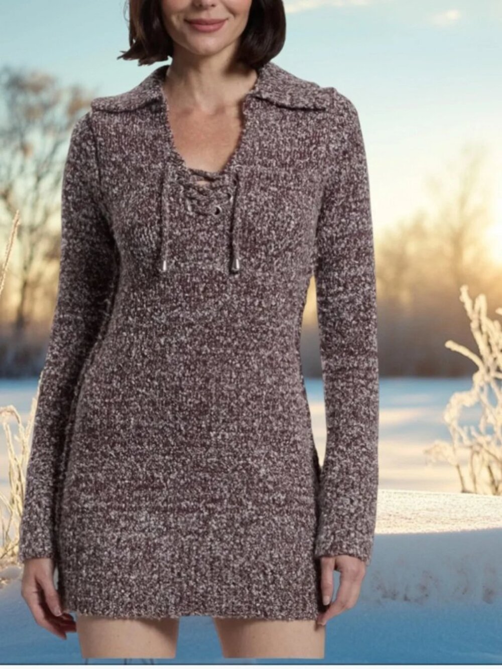 FREE PEOPLE chocolate grape sweater dress